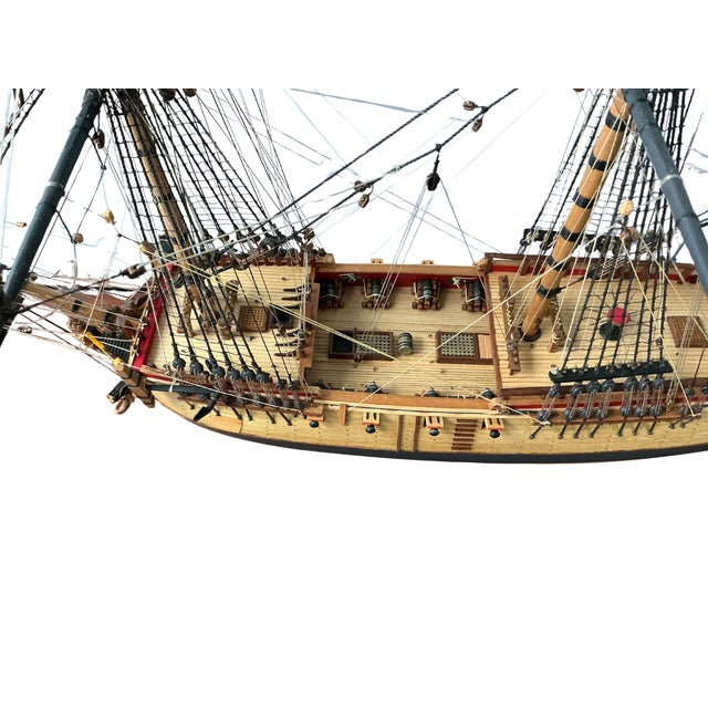 Alan Burghart Scale Model of HMS Rose 1757 Wooden Ship Display Case Handmade For Sale - Image 12 of 17