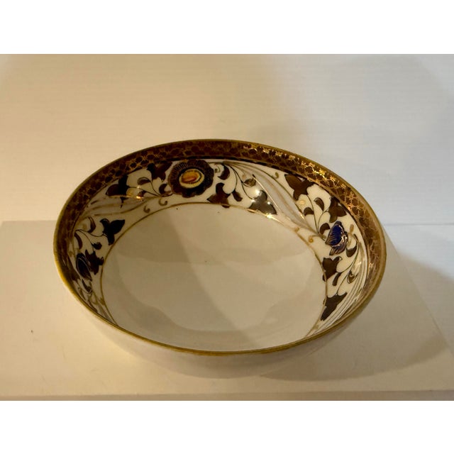 Antique Noritake Hand-Painted Footed Bonbon Bowl With Cobalt Blue & Gilt Detail Japan 4.5” D For Sale In Phoenix - Image 6 of 10