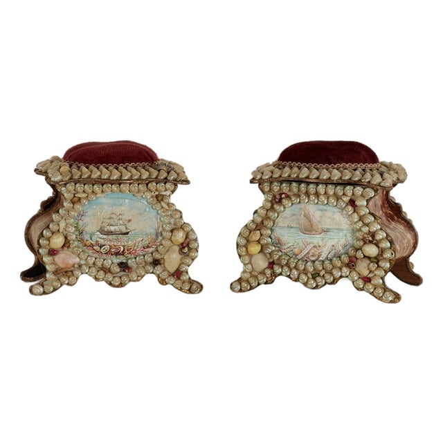 Pair of Antique British Colonial Sailor Valentine Boxes For Sale
