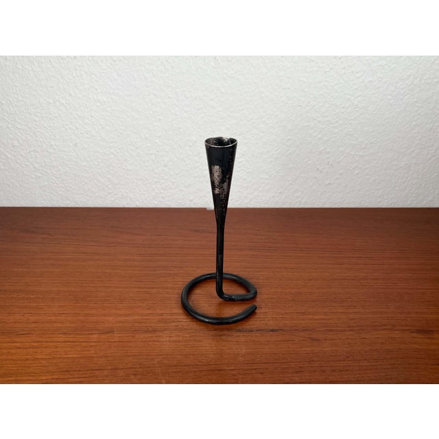 Mid-Century Modern Mid-Century Modern Brutalist Wrought Iron Candleholder, 1960s For Sale - Image 3 of 10