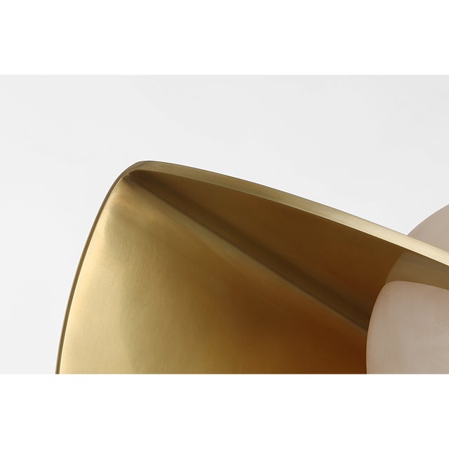 2020s Kelly Wearstler for Visual Comfort Signature Fosse 9" Invertable Oval Sconce in Antique-Burnished Brass with Alabaster For Sale - Image 5 of 10