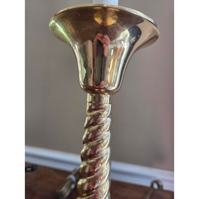 Brass Vintage Barley Twist Brass Lamps - A Pair For Sale - Image 8 of 17