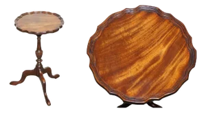 Flamed Hardwood Piecrust Top Side Table