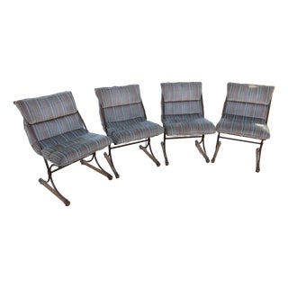 Mid 20th Century Modern Attributed to Cleo Baldon Wood and Metal Upholstered Dining Room Chairs For Sale