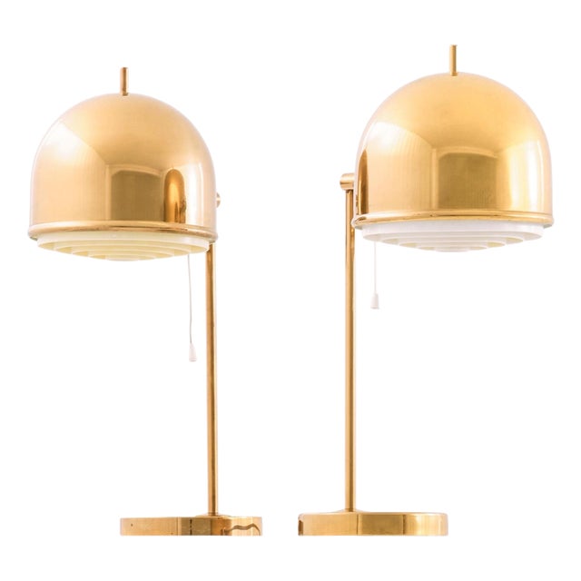 Table Lamps in Brass and Plastic by Eje Ahlgren, 1950s, Set of 2 For Sale
