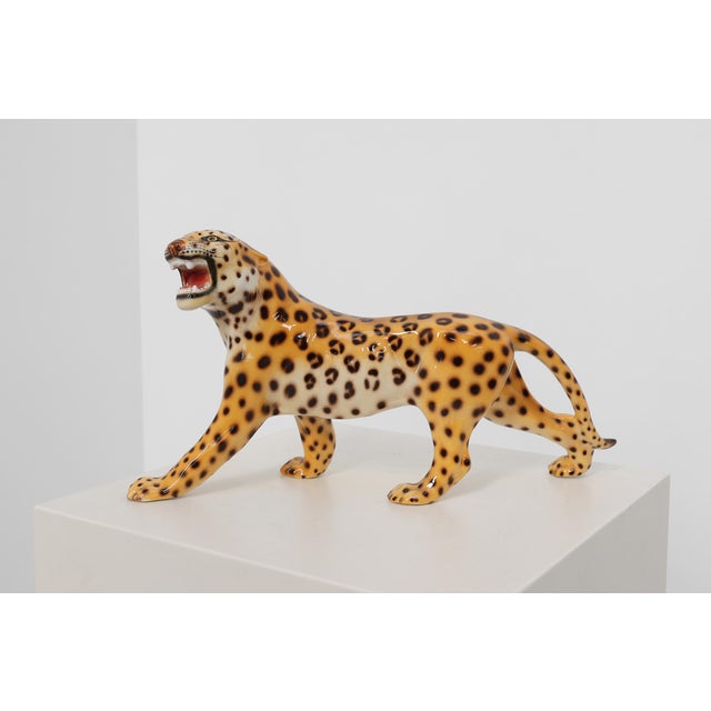 Hand‑painted Ceramic Leopard Sculpture from Giovanni Rozan, Italy, 1950s For Sale - Image 11 of 11