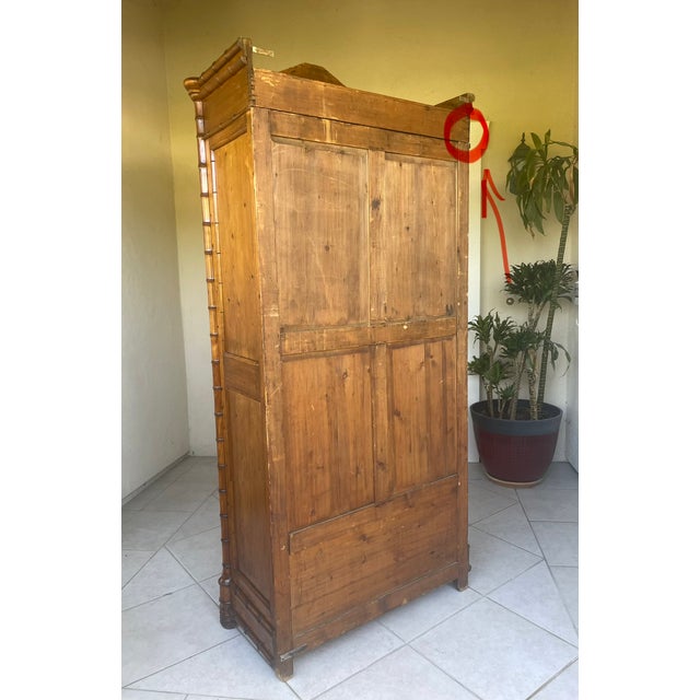 Antique French Armoire With Faux Bamboo & Pine Wood For Sale - Image 18 of 18
