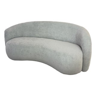 Modern Curved Sofa in Neutral Upholstery For Sale