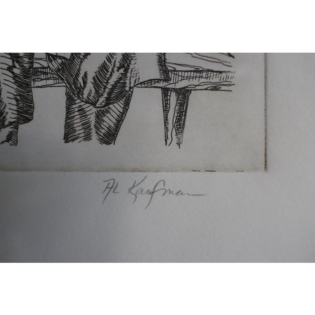 Mid-Century Modern Mid 20th Century Al Kaufman (B. 1928) "Scribe" Signed & Numbered 56/150 Intaglio Etching - Framed For Sale - Image 3 of 14