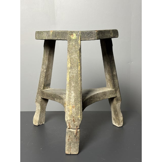 A true wabi sabi piece: a french workers' stool whose beauty comes from age, wear and repair, all left exactly as found....