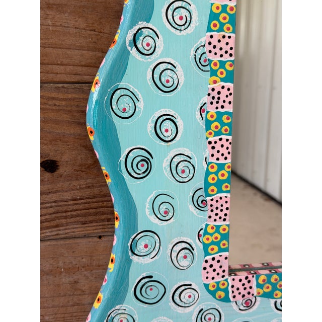 1990s Whimsical Hand-Painted Coastal Folk Art Fish Wall Mirror For Sale - Image 9 of 10