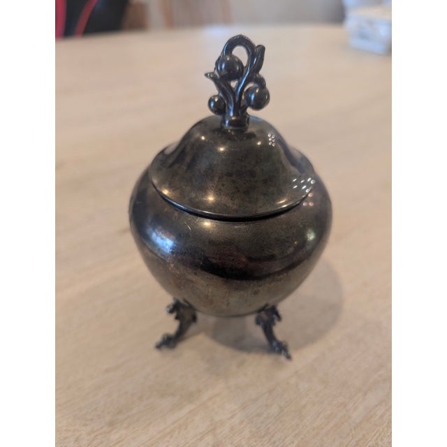 Beautiful vintage silver plated sugar pot by Birmingham Silver. Has a heavy patina, but it is a lovely finish as is or...
