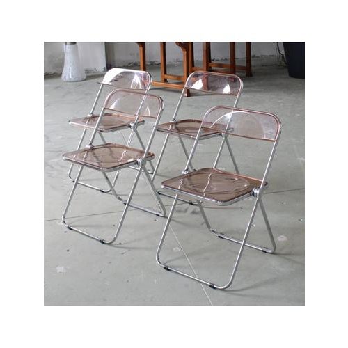 Pink Plia Folding Chairs by Giancarlo Piretti for Castelli / Anonima Castelli, 1960s, Set of 4 For Sale - Image 11 of 15