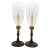 Georgian Style Mahogany & Brass Candlestick Lamps With Hurricane Shades - A Pair For Sale