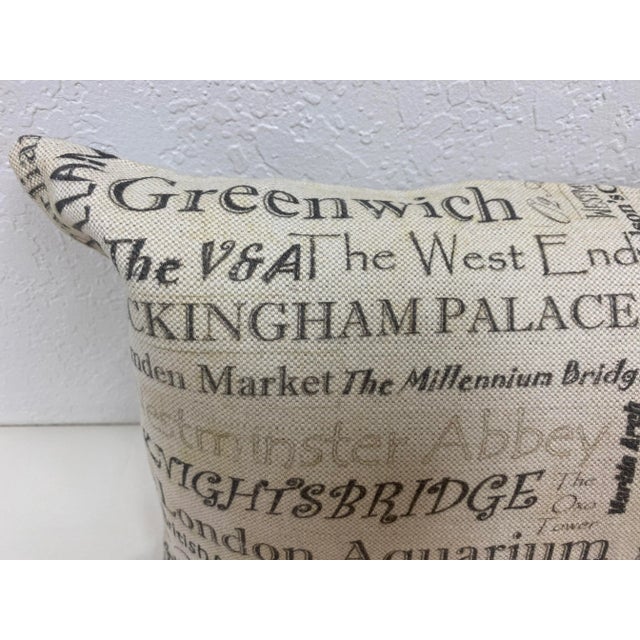Textile Large Bolster Pillow Plastered With the Names of London's Most Popular Tourist Attractions - Made in Uk. For Sale - Image 7 of 13
