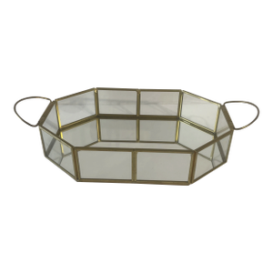 Handled Octagonal Brass Jewelry Display Tray Mirror Finish