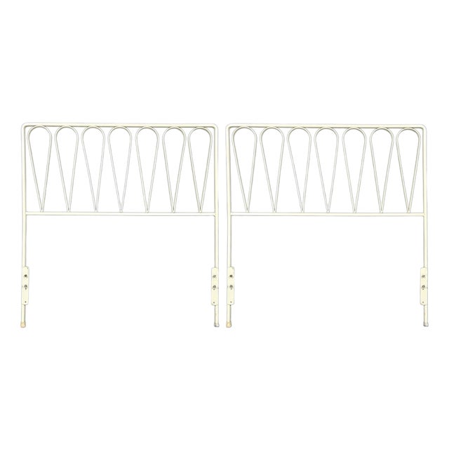 Pair of White Iron Twin Size Headboards For Sale