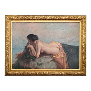 Framed Oil Painting “Girl on a Beach” by Belgian Artist Gerard Roosen For Sale