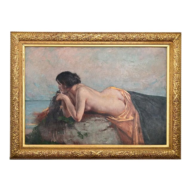 Framed Oil Painting “Girl on a Beach” by Belgian Artist Gerard Roosen For Sale