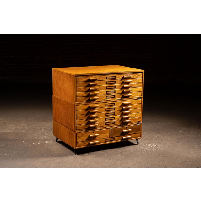 American Vintage 3-Stack Flat File on Hairpin Legs by Mayline For Sale - Image 3 of 12