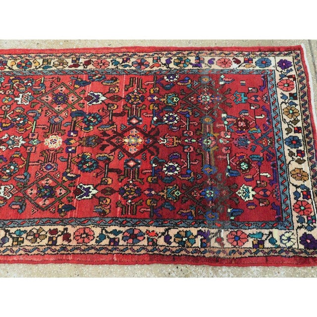 Textile Galerie Shabab Collection Mid-20th Century Handmade Persian Hamadan Runner Rug in Bright Vivid Colors For Sale - Image 7 of 10