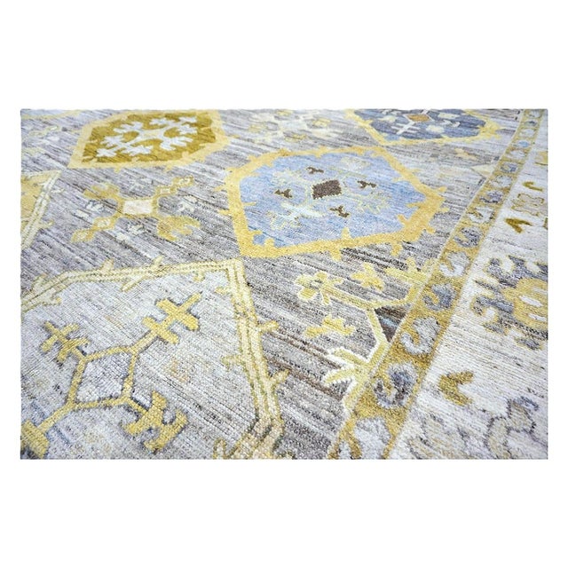 Gray 21st Century Turkish Oushak 11x15 Grey, Ivory, Olive & Yellow Handmade Area Rug #1144074 For Sale - Image 8 of 14
