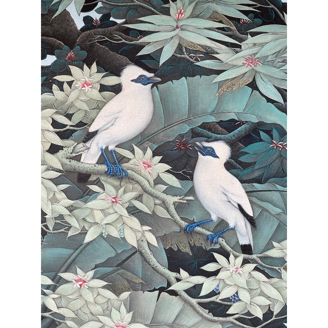 Late 20th Century Vintage Balinese Tropical Bird Painting For Sale - Image 5 of 7