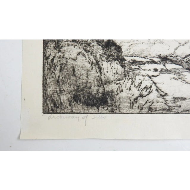 English Vintage 1930s Charles Bowling Archway of Trees Etching For Sale - Image 3 of 4