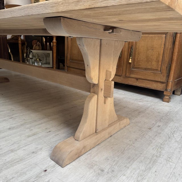 Monumental Monastery Table in Sandblasted Oak, 1975 For Sale - Image 3 of 8