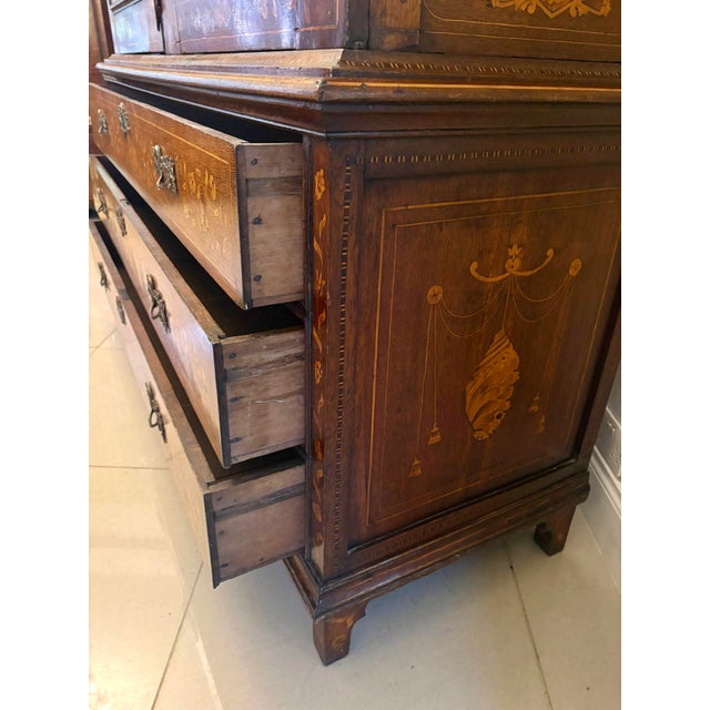 Wood Antique Dutch Marquetry Walnut Linen Press, 1780 For Sale - Image 7 of 18