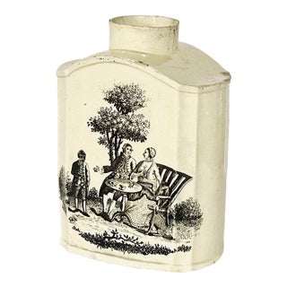 18th C. English Transfer Ware Tea Caddy For Sale