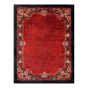 Fabuluos Red Open Field Color With Nice Floral Border Antique Chinese Art Deco Rug