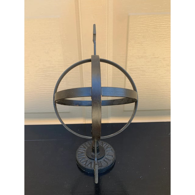 Black Iron Armillary Globe Sculpture – Traditional Landscape & Garden Decor For Sale - Image 9 of 10
