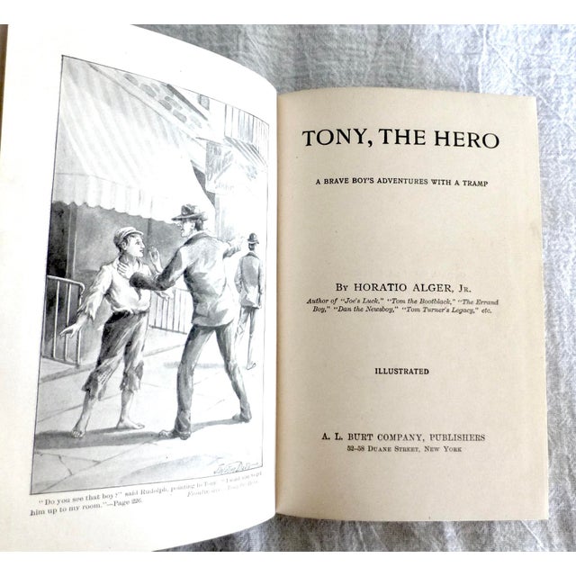 'Tony, the Hero- "A Brave Boy's Adventures with a Tramp" by Horatio Alger Jr., was published in 1890. The 288-page novel...