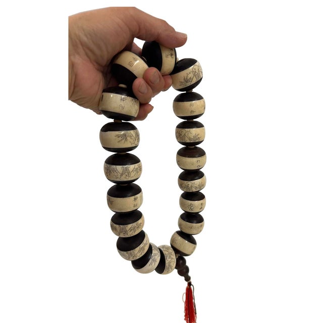 Bone Mid 20th Century Buddhist Rosary of 18 Large Bone Beads For Sale - Image 7 of 8