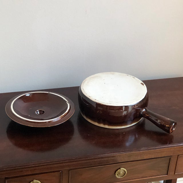 Mid-20th Century Covered Stoneware Casserole Dish With Handle For Sale - Image 9 of 12
