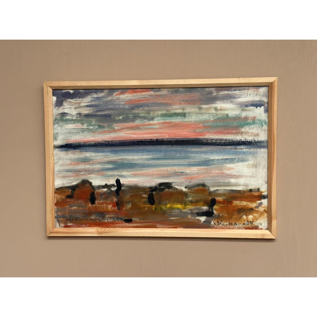 Mid-Century Modern Vidar Bäckman, Spring Evening in Göviken, 1950s, Oil Painting on Canvas, Framed For Sale - Image 3 of 18