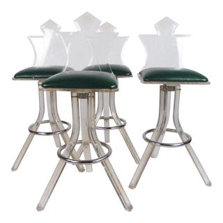 Set of Mid-Century Modern Lucite Barstools For Sale
