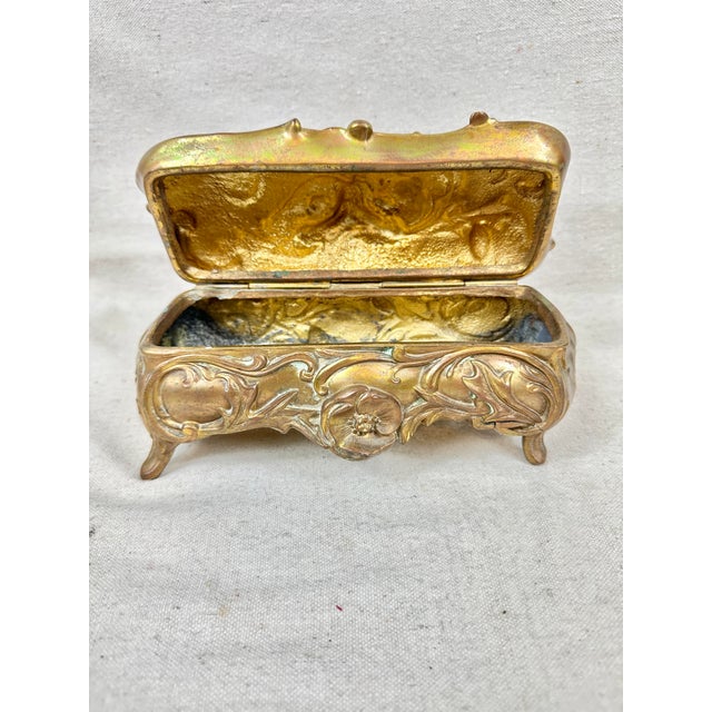 Metal Antique Art Nouveau Large Jewelry Casket For Sale - Image 7 of 9