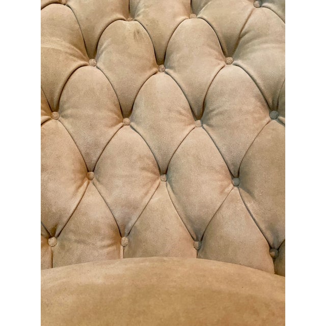 2020s Tufted Wingback Chair in Italian Suede With French Nailheads For Sale - Image 5 of 11