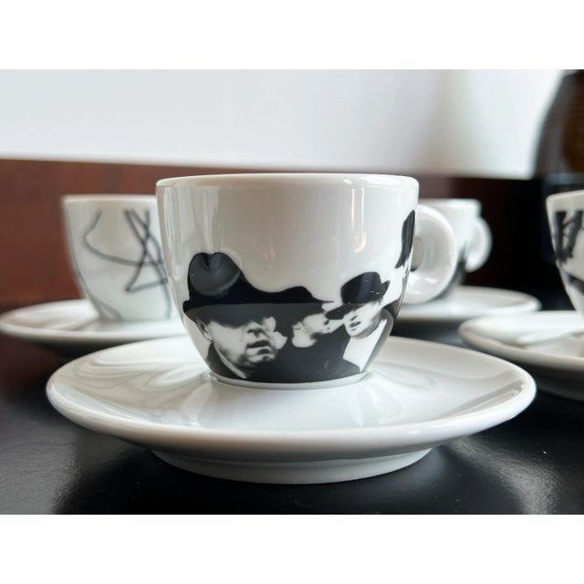 1990s Rare Mario Giacomelli for Illy Set of Espresso Cups & Saucers - Set of 6 For Sale - Image 5 of 12