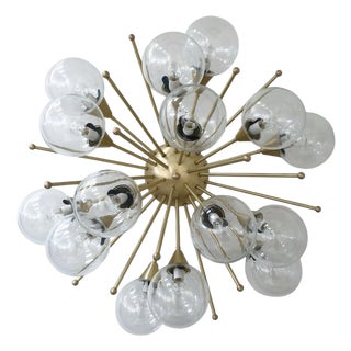 21st Century Mezzo Satin Brass Clear Murano Flush Mount by Fabio LTD For Sale