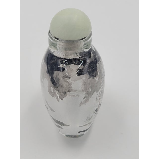 Mid 20th Century Chinese Inside-Painted Glass Snuff Bottle Winter Traveler in Misty Mountains For Sale - Image 4 of 12