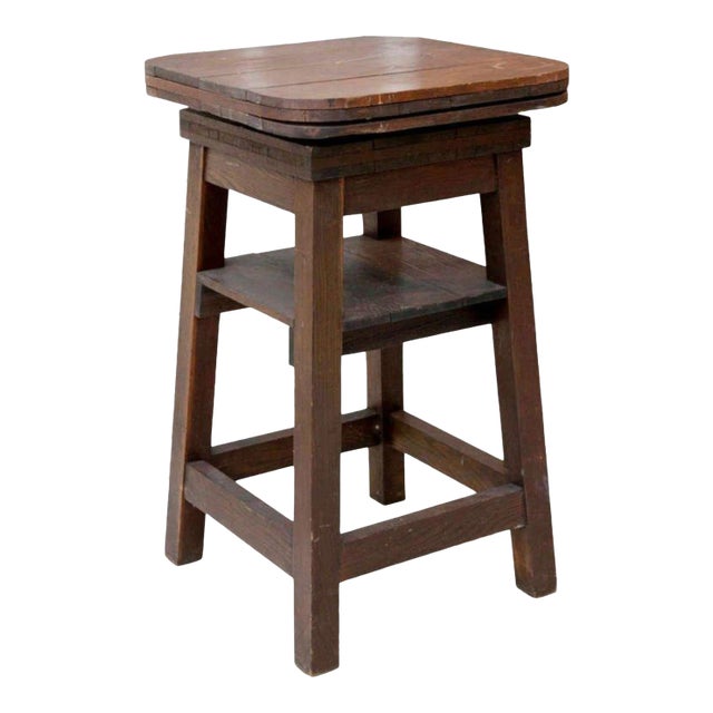 Vintage Oak Sculptor Stand For Sale