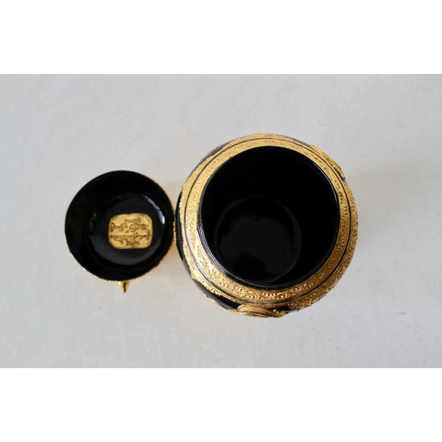 Plastic Vintage Royal Thai Style Gilded Lacquered Owl Shape Container With Lid For Sale - Image 7 of 8