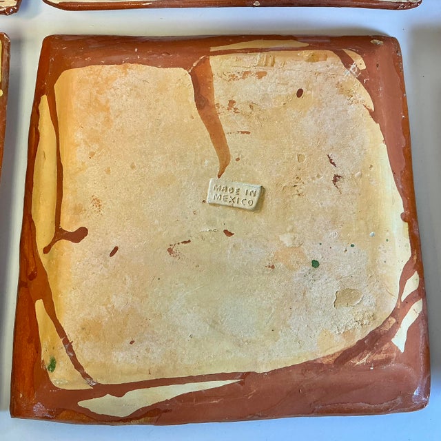 1950s Vintage Mexican Southwestern Folk Art Tlaquepaque Pottery Plates - Set of 9 For Sale - Image 14 of 14