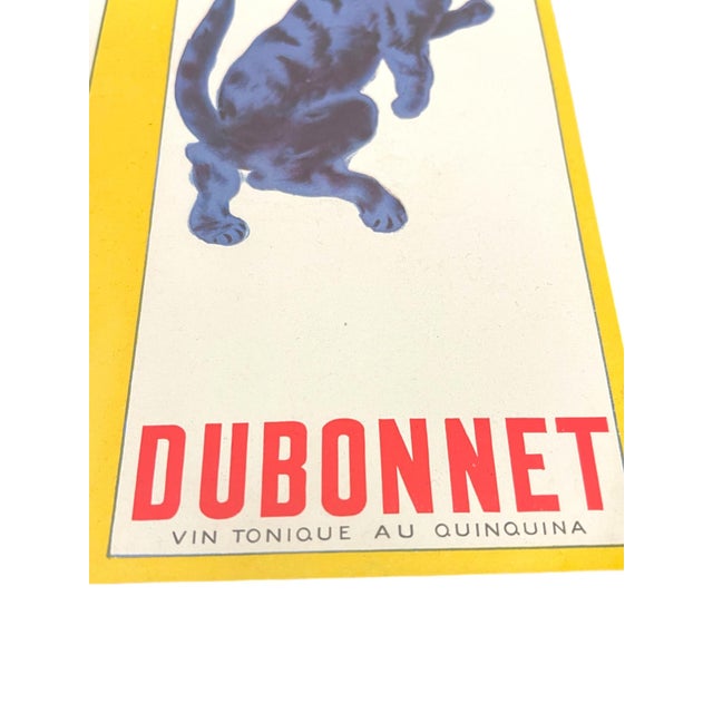 1930s French Dubonnet Advertising Poster Print With Blue Cat Design, 1937 D'Ornellas. For Sale - Image 5 of 11