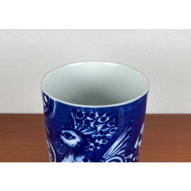 Large Vintage German Porcelain Peacock Vase by Bjørn Wiinblad for Rosenthal, 1970s, in Very Good conditions. Designed 1970...