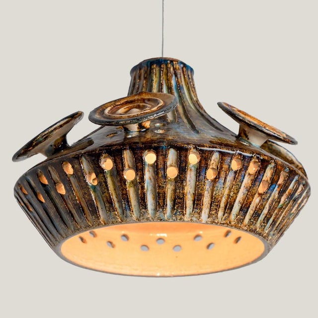 Ceramic Brown Pendant, 1970 For Sale - Image 4 of 11
