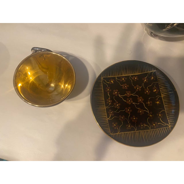 1940s Vintage Black and Gold Demitasse Set For Sale - Image 5 of 6